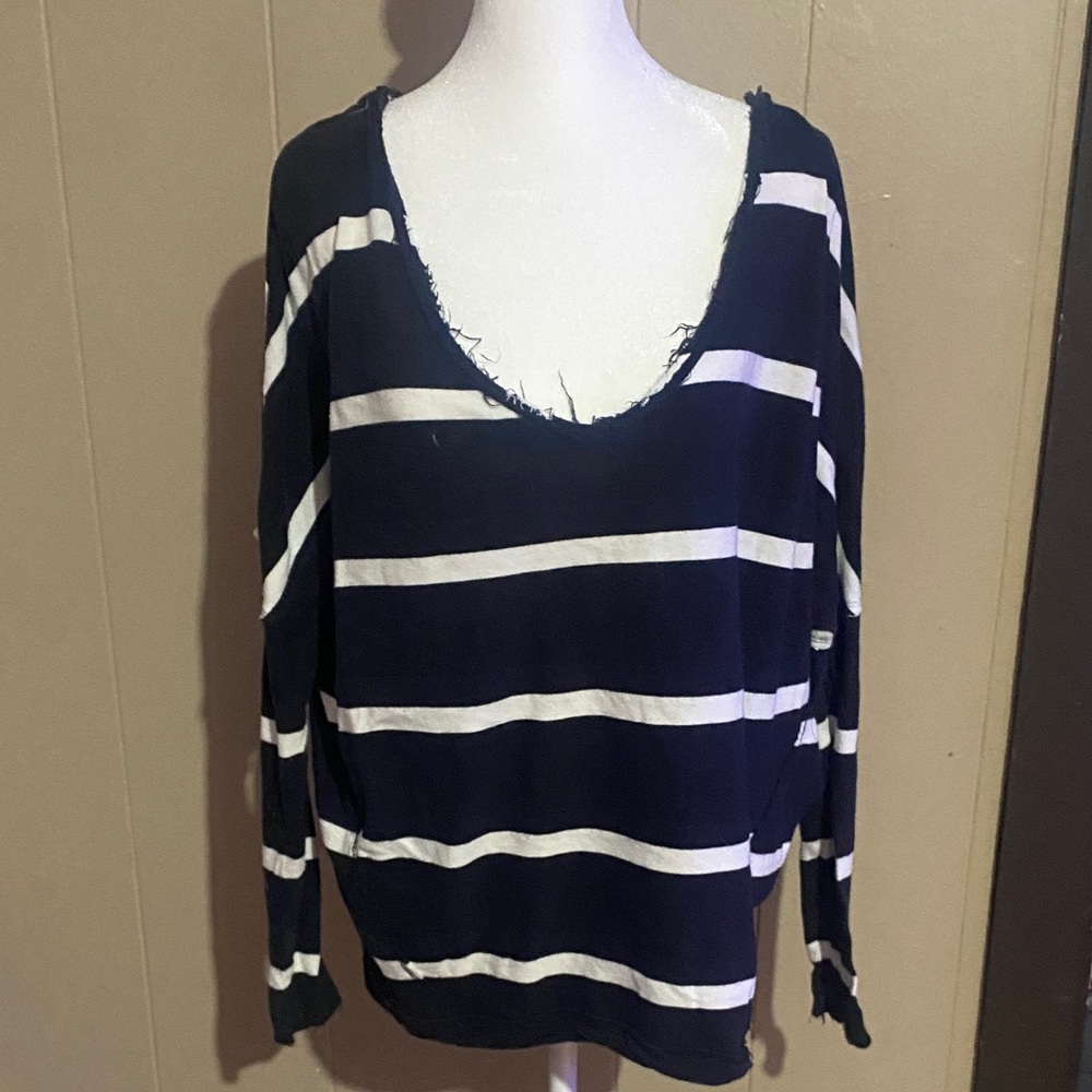 We The Free Black and White Striped Top